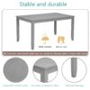 6 Pieces Kitchen Dining Set, Rectangular Wooden Dining Table With 4 Upholstered Chairs And A Bench, Dining Table Set For 6 People - Gray - Image 8