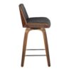 Corazza - Mid-Century Modern Fixed Height Counter Stool With Swivel With Square Footrest (Set of 2) - Walnut / Charcoal - Image 3
