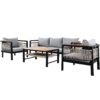 4 Pieces Outdoor Sectional Sofa Set 5 Person Patio Seating Group Outdoor Conversation Set With Cushions And A Coffee Table For Patios, Gardens, Or Balcony - Gray - Image 15