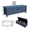 Extra Long Storage Ottoman Entryway Bench With Flip Top Storage Chest With Padded Seat Bed End Stool For Hallway Living Room Bedroom - Blue - Image 11