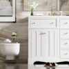 Bathroom Vanity With Resin Sink Combo, Frame Bathroom Storage Cabinet, Freestanding Vanity Set With 3 Drawers & Adjustable Shelf - White - Image 22