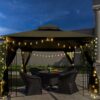 10 X 10 Ft Patio Gazebo Tent With Ventilated Double Roof And Mosquito Net - Brown - Image 3