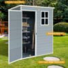 Resin Outdoor Storage Shed Kit-Perfect To Store Patio Furniture - Gray - Image 7