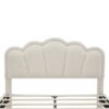 Full Size Upholstered Flower-Shape Bed, Elegant Flowers Headboard With LED Light Strip, Sherpa Fabric Platform Bed With Slats Support - White - Image 8