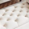 Storage Bench, Queen Velvet Button Bedside Bench, Entryway Living Room With Armrests, Nailhead Trim, Upholstered Bedroom Bench, Bedside Ottoman, Living Room, Entryway - Cream - Image 7