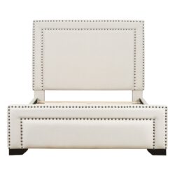 Queen Size Upholstered Bed With Slats Support, No Box Spring Needed - Beige