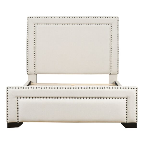 Queen Size Upholstered Bed With Slats Support, No Box Spring Needed - Beige