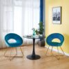 Modern Accent Velvet Chairs (Set of 2) Dining Chairs Single Sofa Comfy Upholstered Arm Chair Living Room Furniture Mid-Century Leisure Lounge Chairs With Golden Metal Frame Legs - Light Blue - Image 3