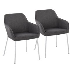 Daniella - Contemporary Dining Chair (Set of 2) - Chrome / Charcoal