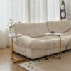 C-Shaped Side Table, Small Sofa Table For Cough, Bedroom - White / Gold - Image 4