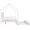 Full Size House Bed With Trundle, Kids Bed With Shelf - White - Image 9