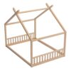 Full Size Montessori Style House Bed For Kids, Floor Bed Frame With Headboard And Footboard, Fence Bed For Girls, Boys, Slat Not Included - Natural - Image 7