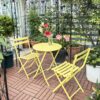 3 Piece Patio Bistro Set Of Foldable Round Table And Chairs - Yellow - Image 4