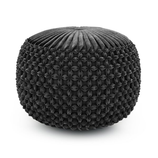 Renee - Round Pouf - Slate Gray
