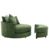 360° Swivel Accent Barrel Chair With Storage Ottoman & 4 Pillows, Modern Chenille Leisure Chair Round Accent For Living Room - Green - Image 17