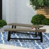 Cloud - Outdoor Bench With Acacia Wood Frame And Slat Panel Design (Set of 2) - Sandblast Gray / Black - Image 2