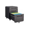 3 Drawer Mobile File Cabinet Under Desk Office, Simple Style Versatile Storage Cabinet, 5 Wheel Design Anti-Tilting Cold Rolled Steel Waterproof Moisture-Proof - Black - Image 6