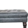 Buffalo - Leather Ottoman With Castor Legs - Brown / Teal - Image 3