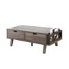 Antique Wooden Livingroom Coffee Table With Two Storage Drawers - Distressed Gray / Black - Image 3