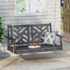 Alejandro - Acacia Wood Porch Swing With Slat Panel Seating - Dark Gray - Image 7