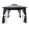 10 X 10 Ft Patio Gazebo Tent With Ventilated Double Roof And Mosquito Net Canopy For Backyard Or Garden - Gray - Image 10