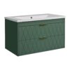 Wall Mounted Bathroom Vanity With Resin Sink, Floating Bathroom Storage Cabinet With 2 Drawers, Bathroom Cabinet - Green - Image 11