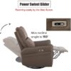 29.92" 270 Power Swivel Rocker Recliner Chair, Electric Glider Reclining Sofa With USB Ports, Power Swivel Glider, Rocking Chair Nursery Recliners For Living Room Bedroom - Brown - Image 4