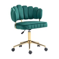 Velvet Home Office Desk Chair, Modern Cute Computer Chair, Wheels Swivel Height Adjustable Task Chair - Emerald