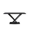 63" Artificial Stone Black Curved Black Metal Leg Dining Table - Black - Image 9