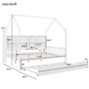 Full Size House Bed With Trundle, Kids Bed With Shelf - White - Image 4