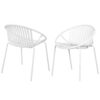 Modern Simple Art Style Patio Dining Chairs Stackable With Breathable Design, Metal Legs And Plastic Backrest (Set of 2) - White - Image 7