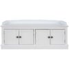 Storage Bench With 4 Doors And Adjustable Shelves, Shoe Bench With Removable Cushion For Living Room, Entryway - White - Image 12