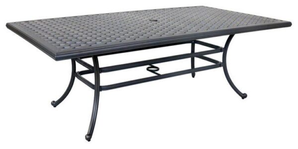 Rectangular 6 Person 85.83" Long Aluminum Dining Set With Dupione Brown Cushions - Antique Brown