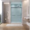 Aluminum Frame Double Double Soft Close Shower Door, 1 / 4" Tempered Glass And Dual 304 Stainless Steel Handles - Black - Image 3