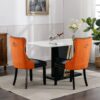 Nikki - Modern, High-End Tufted Solid Wood Contemporary And Velvet Upholstered Dining Chair With Wood Legs Nailhead Trim (Set of 2) - Black / Orange - Image 15