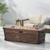 Outdoor Patio Rectangle Gas Burning Fire Pit 50, 000 Btu, Wood Pattern - Brown - Image 3