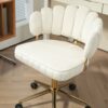 Modern Home Office Desk Chair With Wheels, Swivel, Height Adjustable - Beige - Image 12