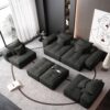 Modern Oversized Modular Sectional Sofa, Sparkling Chenille Fabric Soft Cushion Sofa With 8 Pillows, 8 Pieces Diy Combination Tufted Sofa, No Assembly Required - Black - Image 11