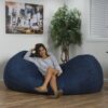 Marlin - 6.5 Foot Cylindrical Bean Bag With Removable Suede Cover - Midnight Blue - Image 2