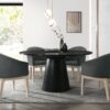 Jasper - 5 Piece Round Dining Table Set With Gray Chairs (Set of 5) - Ebony Black - Image 9