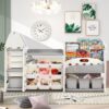 Kids Bookshelf Toy Storage Organizer With 17 Bins And 5 Bookshelves, Multi-Functional Nursery Organizer Kids Furniture Set Toy Storage Cabinet Unit With HDPE SheLF And Bins - Gray - Image 25