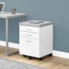 File Cabinet, Rolling Mobile, Storage Drawers, Printer Stand, Office, Cement Contemporary & Modern - White - Image 10