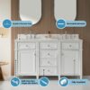 Fully Assembled 60'' Freestanding Double Sinks Bathroom Vanity With Quartz Top - White - Image 12