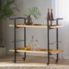 Modern Industrial Bar Cart With Shelving And Casters - Natural - Image 10