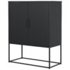Heavy Duty Metal Buffet Sideboard Modern Steel Storage Cabinet With 2 Shelves, Free Standing Accent Cabinet With Magnetic Doors For Bedroom, Kitchen, And Home Office, Anti-Tip Design - Black - Image 17