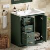 Bathroom Vanity With Ceramic Sink Combo, Frame Bathroom Storage Cabinet, Freestanding Vanity Set With 3 Drawers & Soft Closing Doors - Green - Image 26