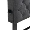 Modern Upholstered King Size Platform Bed Frame With Button Tufted Linen Headboard And USB Ports - Dark Gray - Image 8