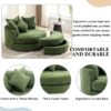 360° Swivel Accent Barrel Chair With Storage Ottoman & 4 Pillows, Modern Chenille Leisure Chair Round Accent For Living Room - Green - Image 3