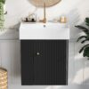 Modern Floating Bathroom Vanity With Ceramic Basin, Perfect For Small Bathrooms, Left Side Storage - Black - Image 4