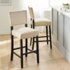 Barstools With Rivet Decoration (Set of 2), Wood Frame, Bar Chairs For Kitchen Island - Beige - Image 4